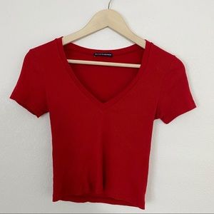Brandy Melville red v-neck crop top